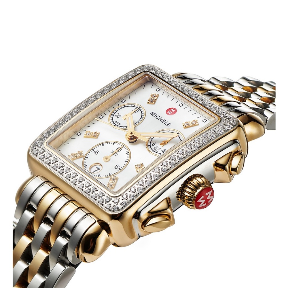 Michele Gold and Silver Diamond-Accented Women's Watch
